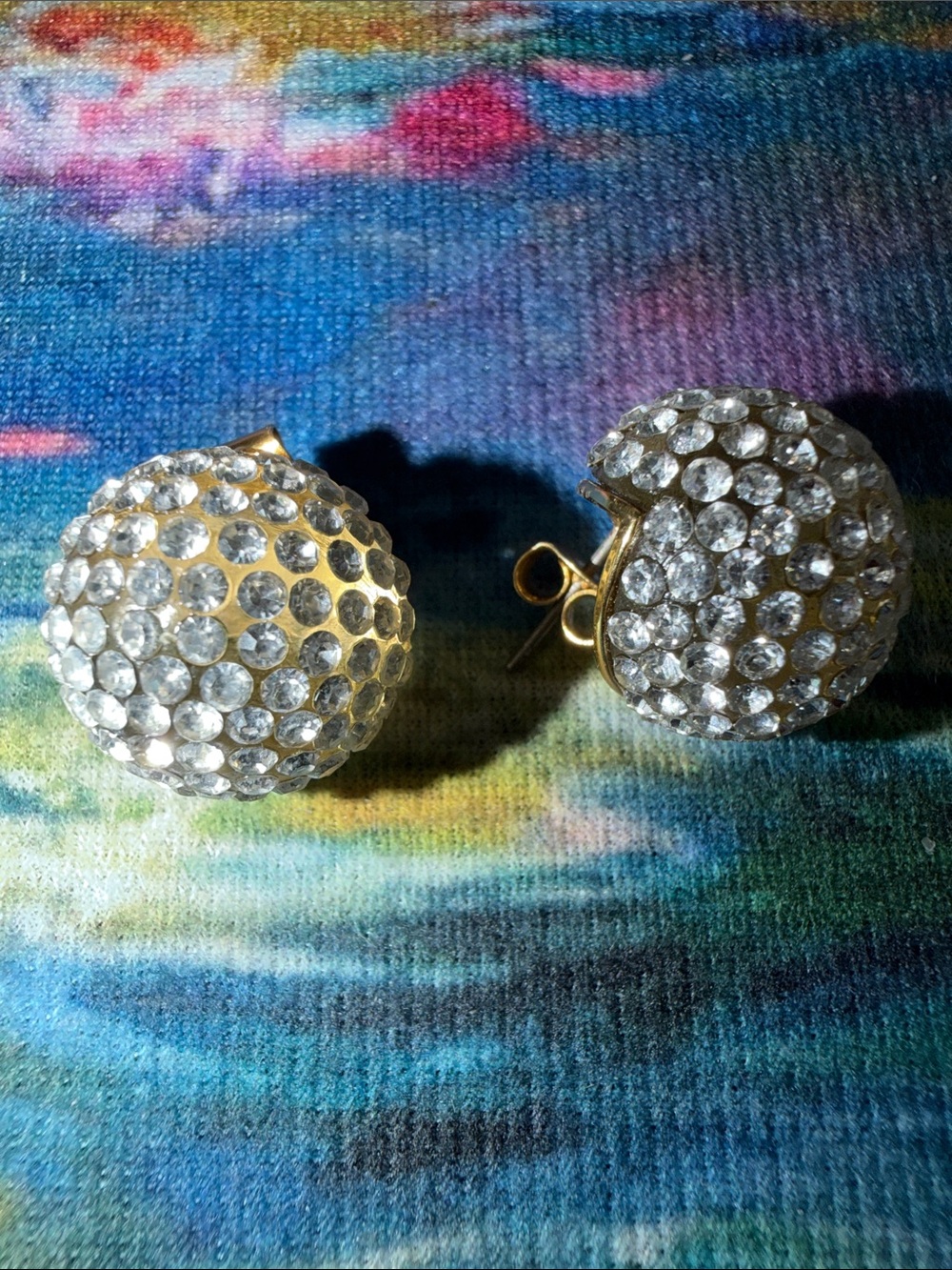 LIKE NEW Gold-Tone Crystal Dome Stud Earrings - CZ (worn maybe 1x)